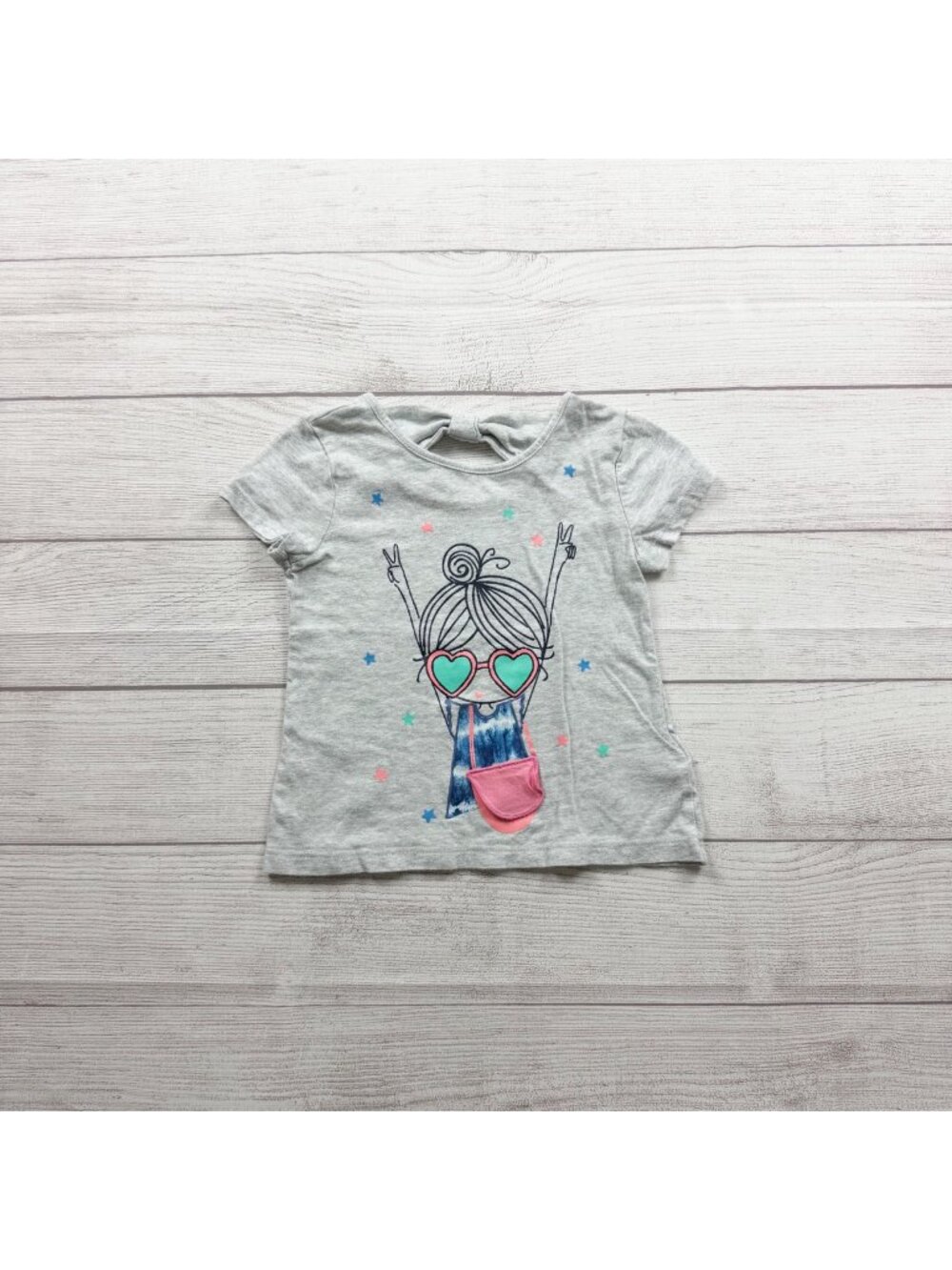Baby Gap Toddler Graphic Short Sleeve T-Shirt Grey Flap Surprise 3T
